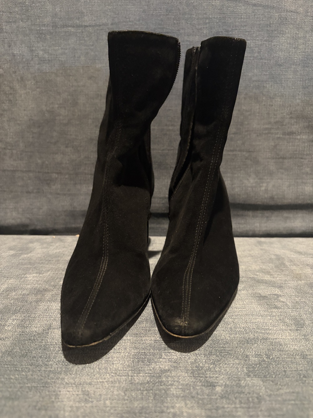 Aquatalia Black Suede Ankle Boots with Almond Shape Toe Box -Sz 6.5